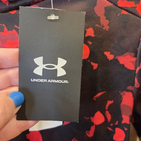 Under Armour Boys' Armour Fleece Camo Hoodie Youth XS Black Red Activewear - Picture 2 of 7